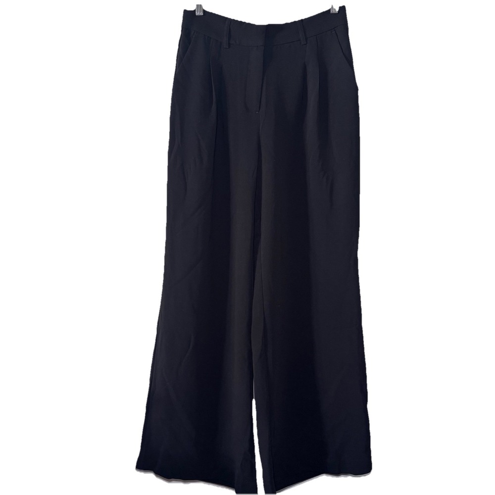 Boston Proper Classic Timless Black Flared Pleated Work Pant Trouser Zip Fly